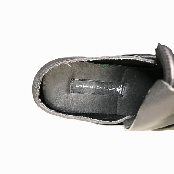 Steven by Steve Madden Catie Women's Slip-On Mules Black Leather Large Bow 7.5 - Picture 6 of 7